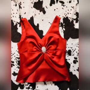 WOMEN'S Y2K RHINESTONE BODICE TOP - RUBY RED